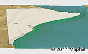 Shaded Relief Panoramic Map of Rawson, satellite outside