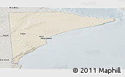 Shaded Relief Panoramic Map of Rawson, semi-desaturated