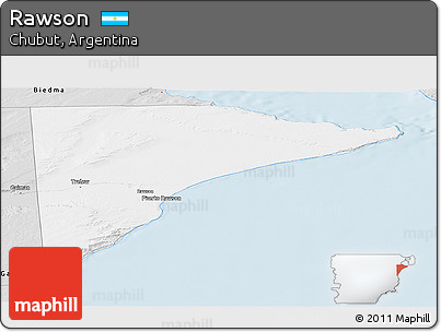 Silver Style Panoramic Map of Rawson