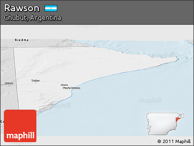 Silver Style Panoramic Map of Rawson