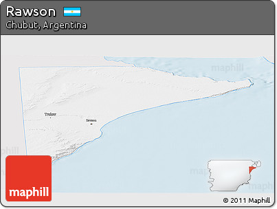 Silver Style Panoramic Map of Rawson, single color outside