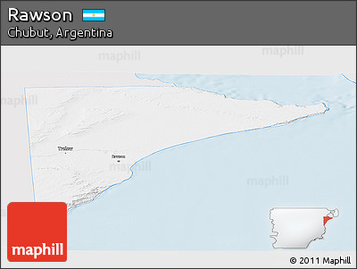 Silver Style Panoramic Map of Rawson, single color outside