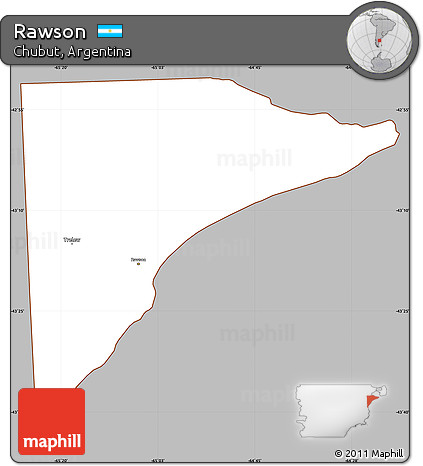 Gray Simple Map of Rawson, cropped outside