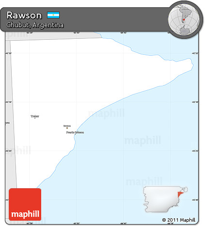 Silver Style Simple Map of Rawson