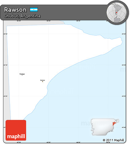 Silver Style Simple Map of Rawson, single color outside