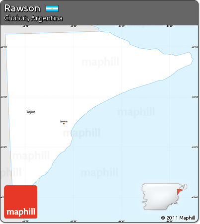 Silver Style Simple Map of Rawson, single color outside