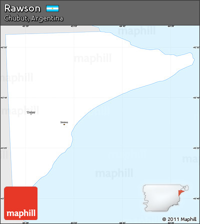 Silver Style Simple Map of Rawson, single color outside