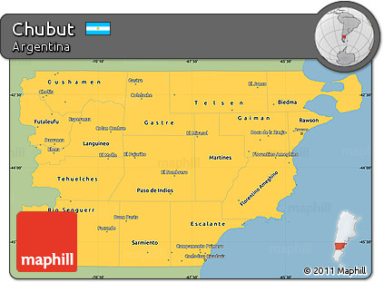 Savanna Style Simple Map of Chubut, single color outside