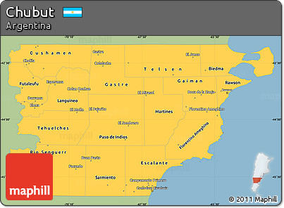 Savanna Style Simple Map of Chubut, single color outside
