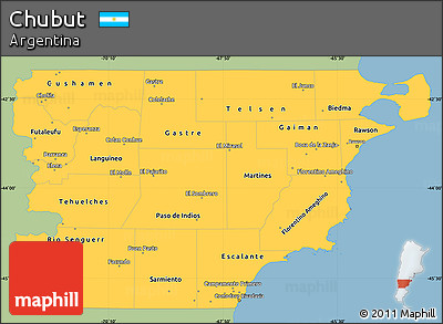 Savanna Style Simple Map of Chubut, single color outside