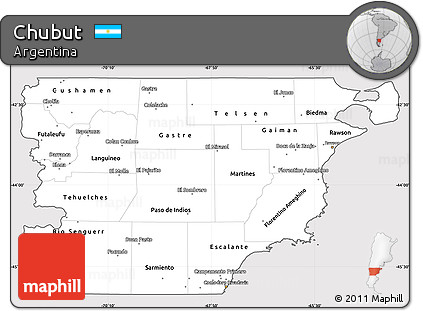 Silver Style Simple Map of Chubut, cropped outside