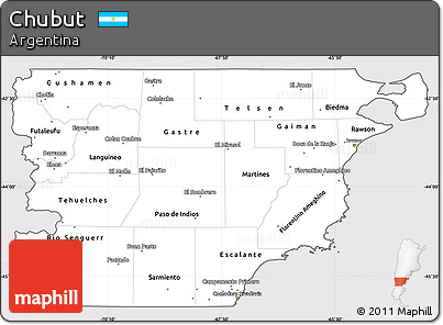 Silver Style Simple Map of Chubut, cropped outside