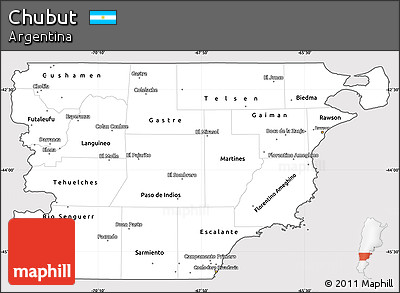 Silver Style Simple Map of Chubut, cropped outside