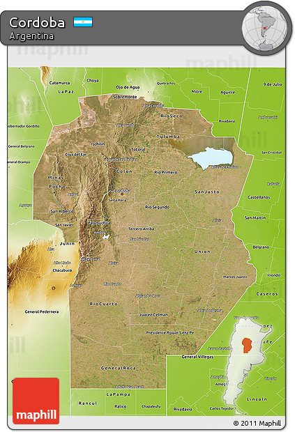 Satellite 3D Map of Cordoba, physical outside