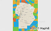 Shaded Relief 3D Map of Cordoba, political outside