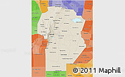Shaded Relief 3D Map of Cordoba, political shades outside
