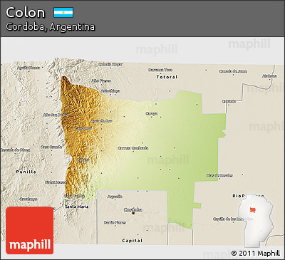 Physical 3D Map of Colon, shaded relief outside