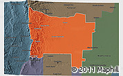 Political 3D Map of Colon, darken, semi-desaturated