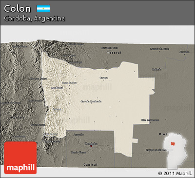 Shaded Relief 3D Map of Colon, darken