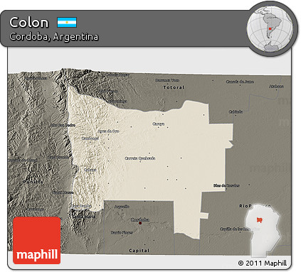 Shaded Relief 3D Map of Colon, darken