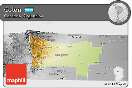 Physical Panoramic Map of Colon, desaturated