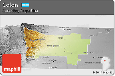 Physical Panoramic Map of Colon, desaturated