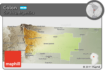 Physical Panoramic Map of Colon, semi-desaturated