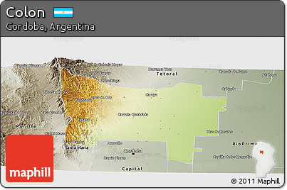 Physical Panoramic Map of Colon, semi-desaturated