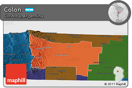 Political Panoramic Map of Colon, darken