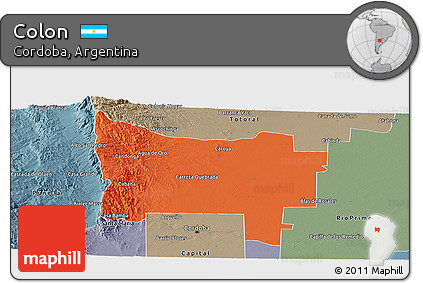 Political Panoramic Map of Colon, semi-desaturated