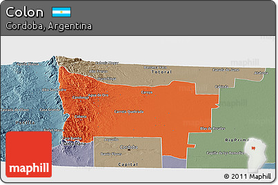 Political Panoramic Map of Colon, semi-desaturated