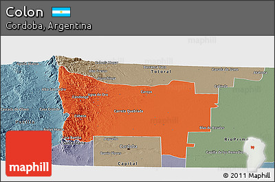 Political Panoramic Map of Colon, semi-desaturated