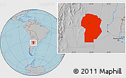 Gray Location Map of Cordoba, hill shading