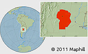 Savanna Style Location Map of Cordoba, hill shading