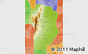 Physical Map of Cordoba, political shades outside
