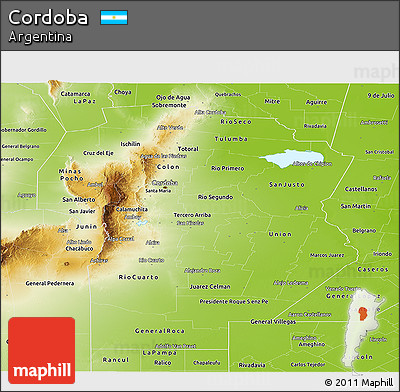 Physical Panoramic Map of Cordoba