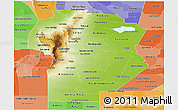 Physical Panoramic Map of Cordoba, political shades outside