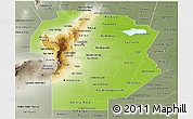 Physical Panoramic Map of Cordoba, semi-desaturated