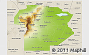 Physical Panoramic Map of Cordoba, shaded relief outside