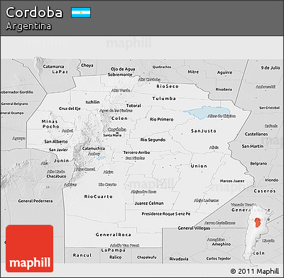 Silver Style Panoramic Map of Cordoba