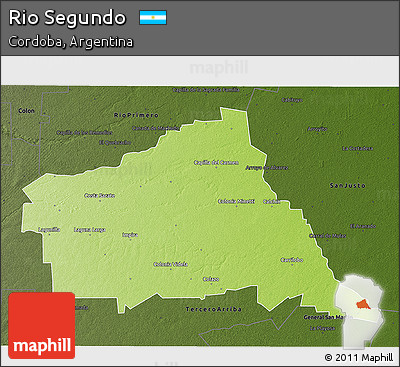 Physical 3D Map of Rio Segundo, darken