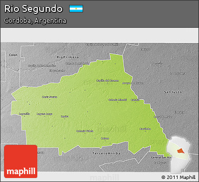 Physical 3D Map of Rio Segundo, desaturated