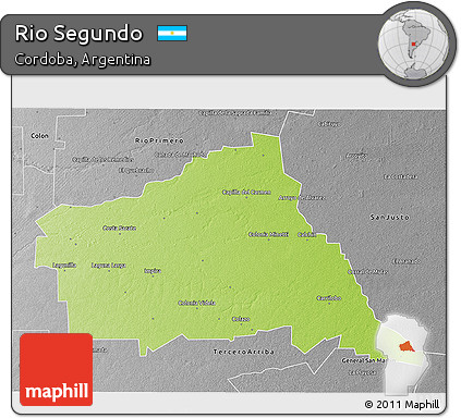 Physical 3D Map of Rio Segundo, desaturated