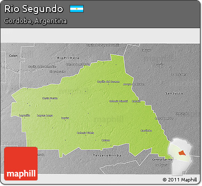 Physical 3D Map of Rio Segundo, desaturated