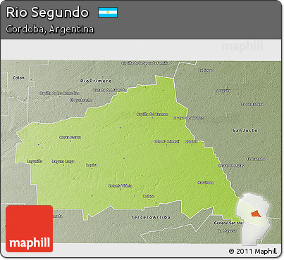 Physical 3D Map of Rio Segundo, semi-desaturated
