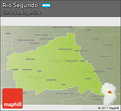 Physical 3D Map of Rio Segundo, semi-desaturated