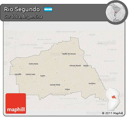 Shaded Relief 3D Map of Rio Segundo, lighten