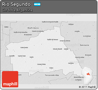 Silver Style 3D Map of Rio Segundo