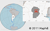 Gray Location Map of Rio Segundo, highlighted country, highlighted parent region, hill shading
