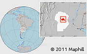 Gray Location Map of Rio Segundo, highlighted parent region, hill shading
